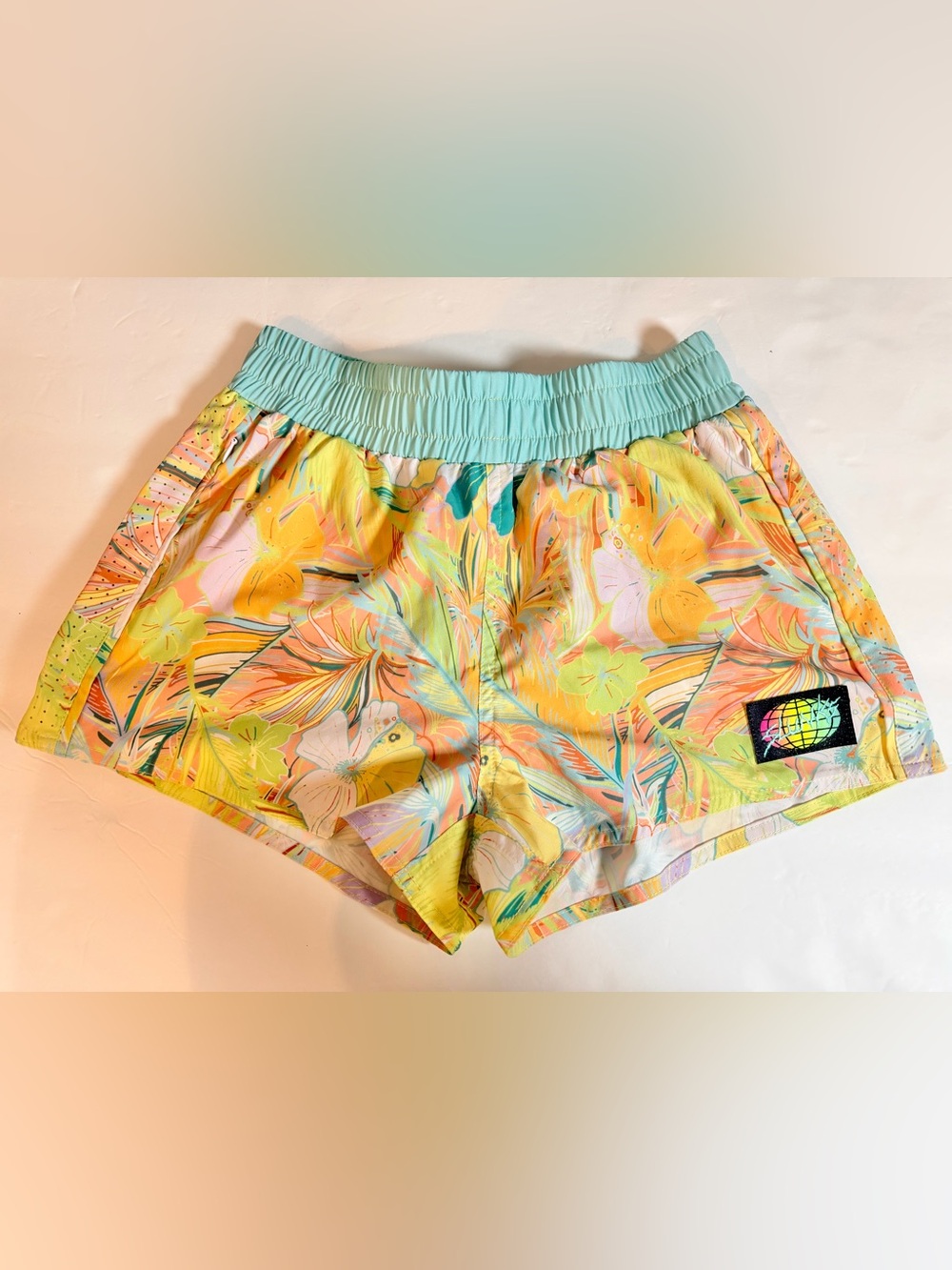 Slunks Casso Women's Shorts Tropical Print Athletic Size XS Volleyball